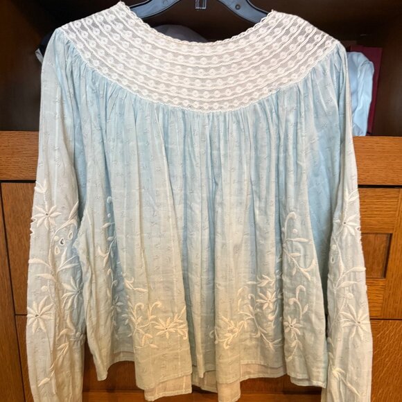 LoveShackFancy lace collar cotton blouse top Small LSF - Picture 1 of 7